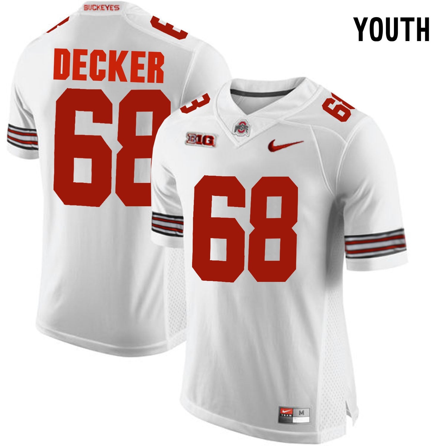 YOUTH Taylor Decker 68 White College Football Jersey football jersey product view 1