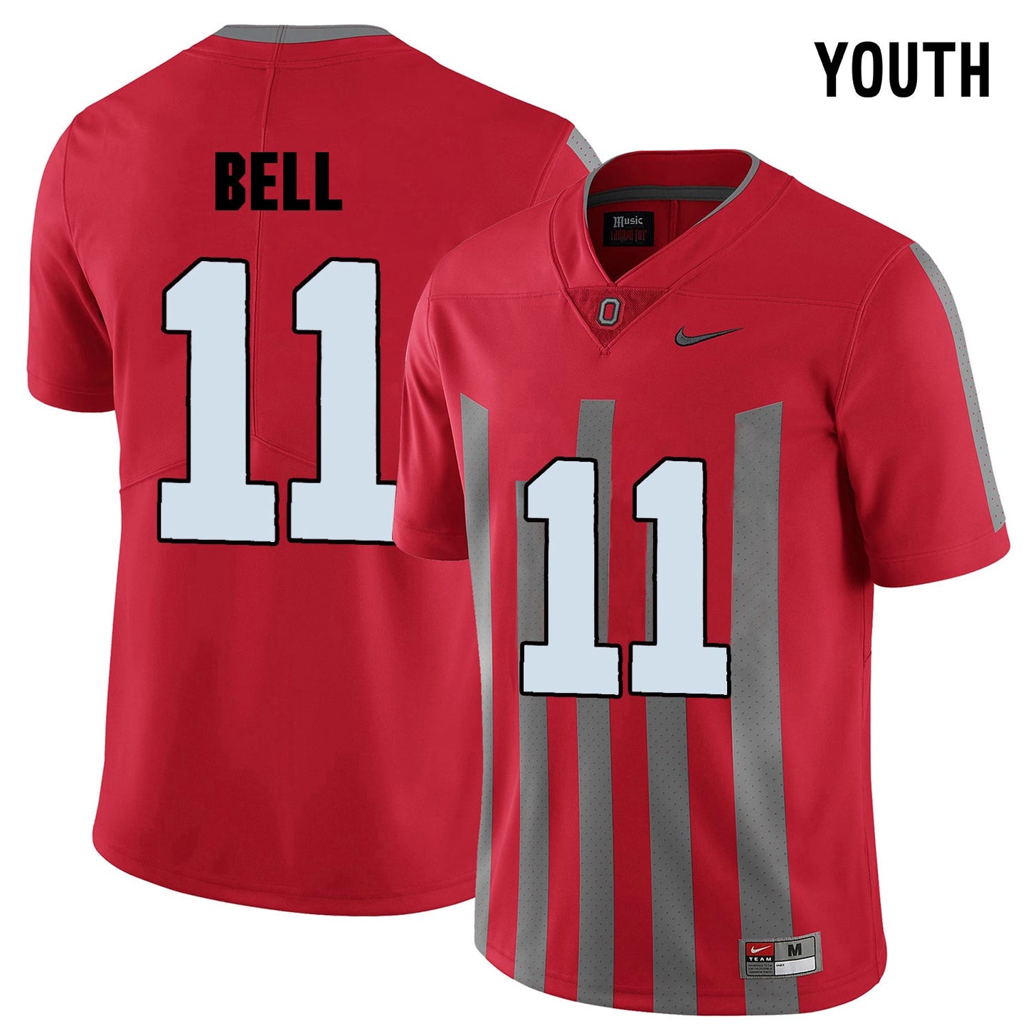 YOUTH Vonn Bell 11-Scarlet College Football Jersey football jersey product view 1