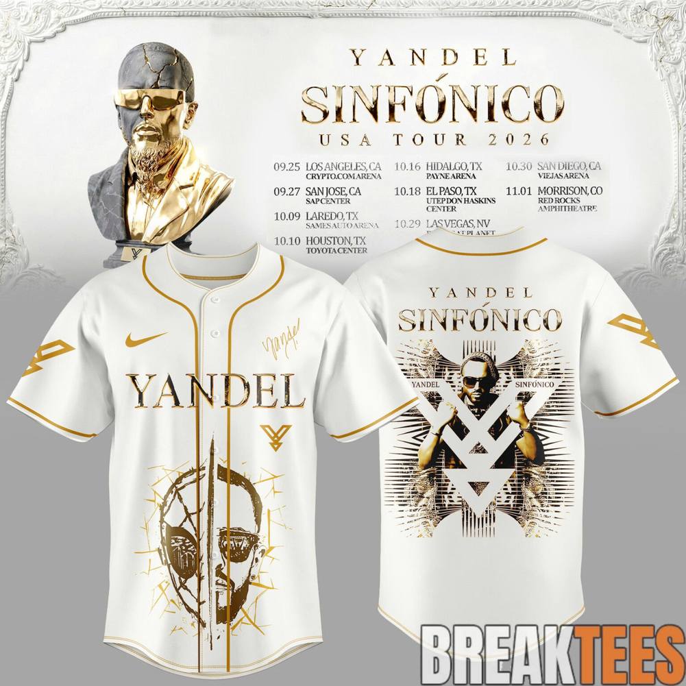 Yandel Sinfonico USA Tour 2026 Edition Baseball Jersey baseball jersey product view 1