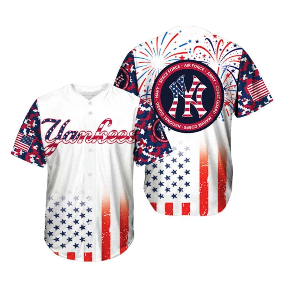 Yankees 4th of July Military Jersey 2025 baseball jersey product view 2