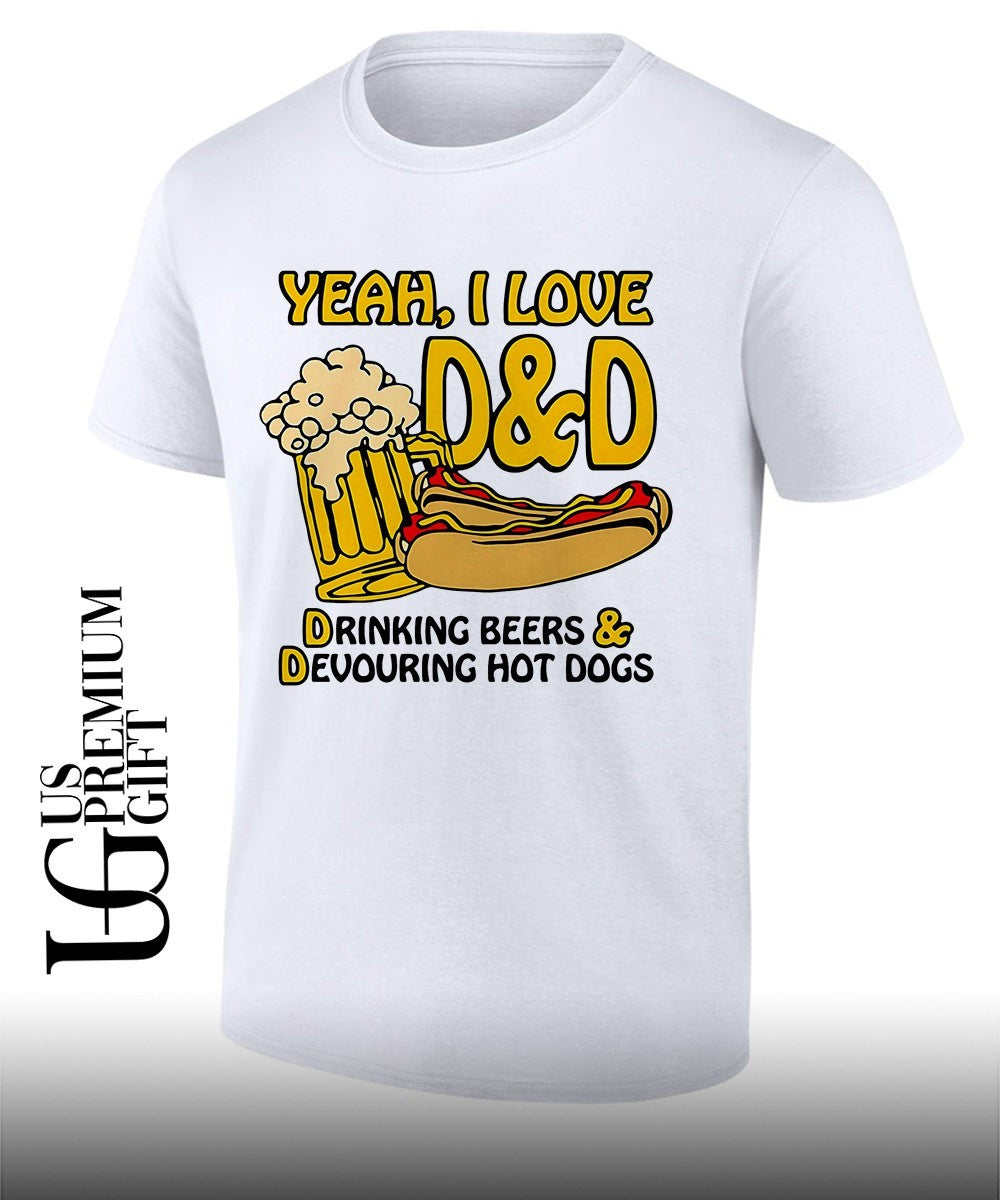Yeah I Love D&D Drinking Beers and Devouring Hot Dogs shirt Unisex T-shirt, Sweatshirt, Hoodie, Long Sleeve Tee - T-Shirt, Sweatshirt, Hoodie