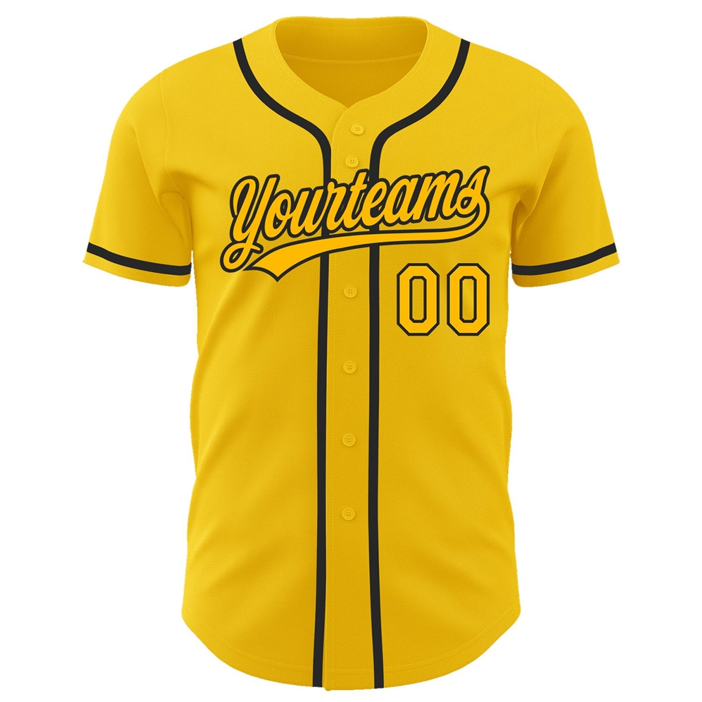 Custom Yellow Gold-Black Authentic Baseball Jersey baseball jersey product view 2