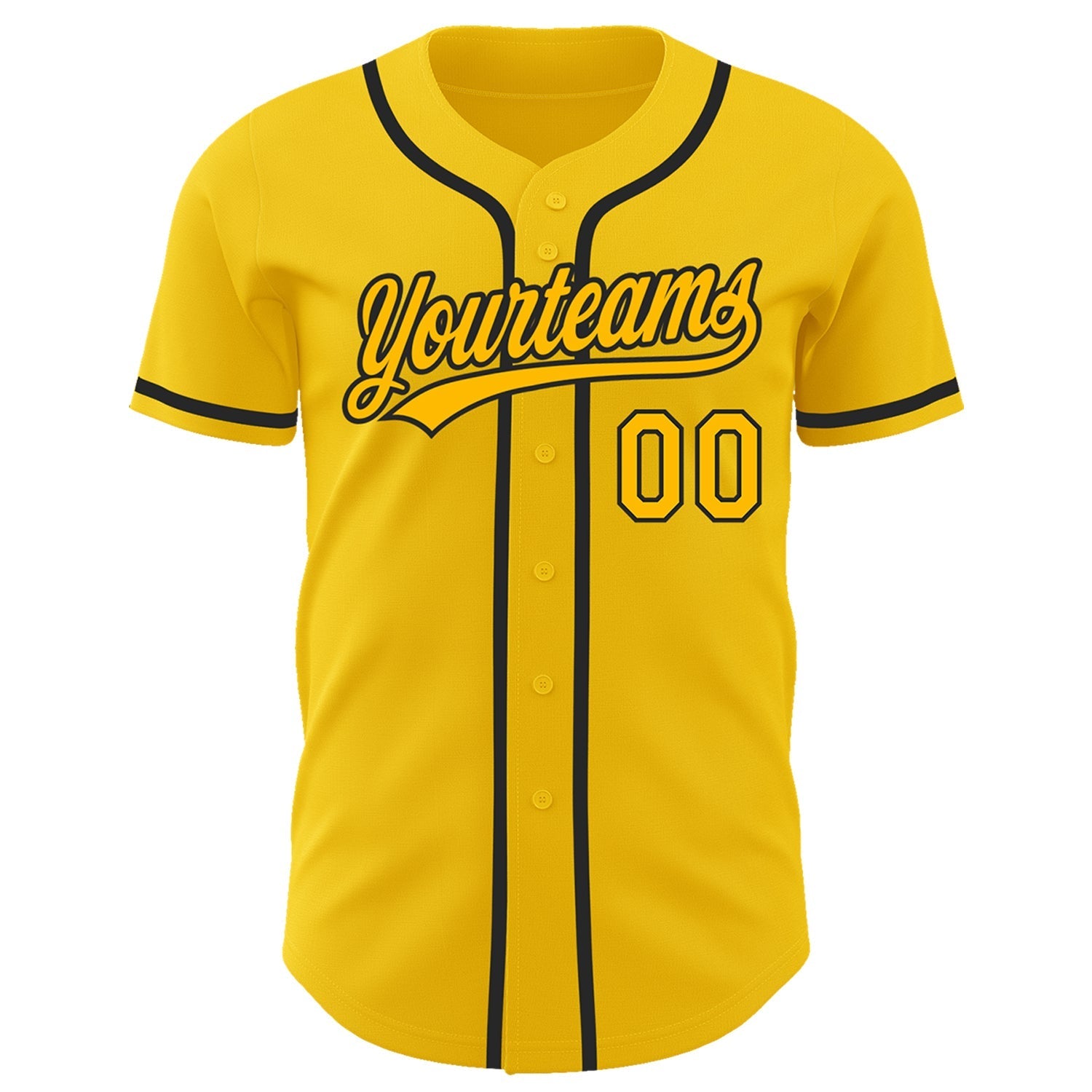 Custom Yellow Gold-Black Authentic Baseball Jersey baseball jersey product view 2