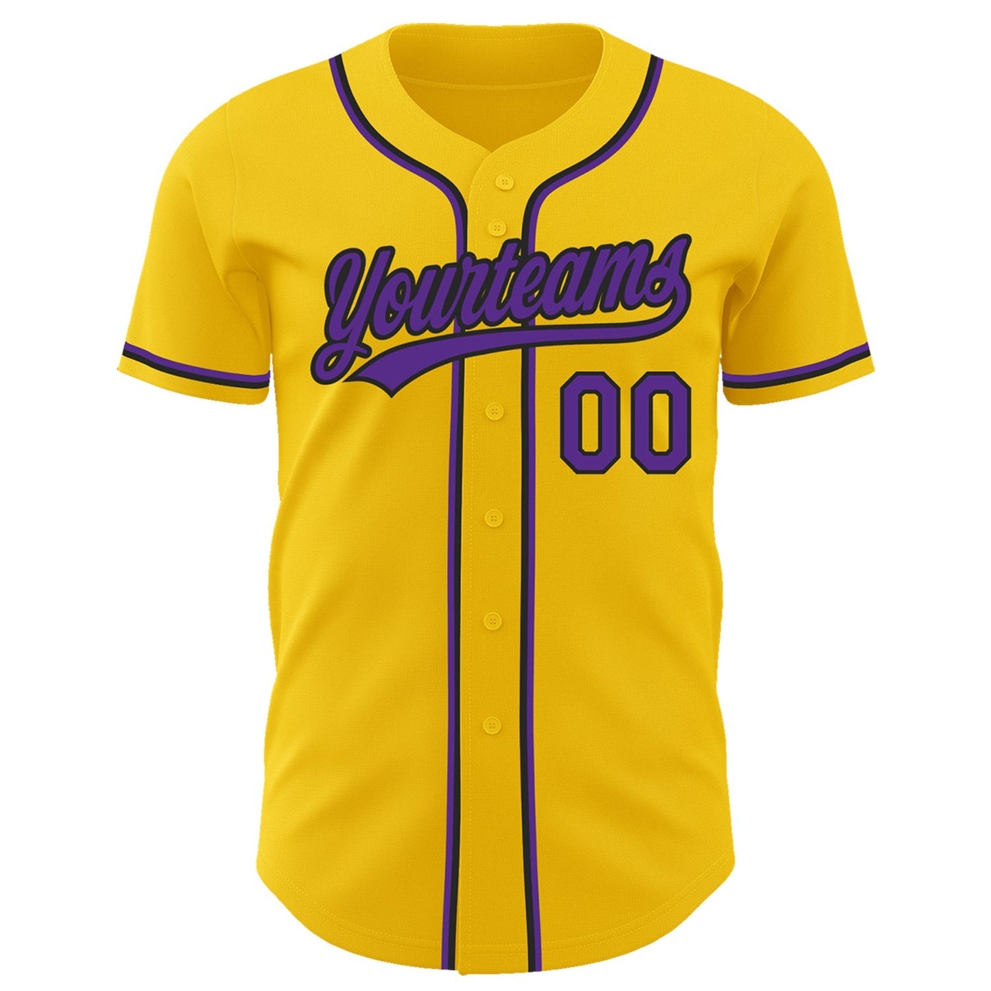 Custom Yellow Purple-Black Authentic Baseball Jersey baseball jersey product view 2