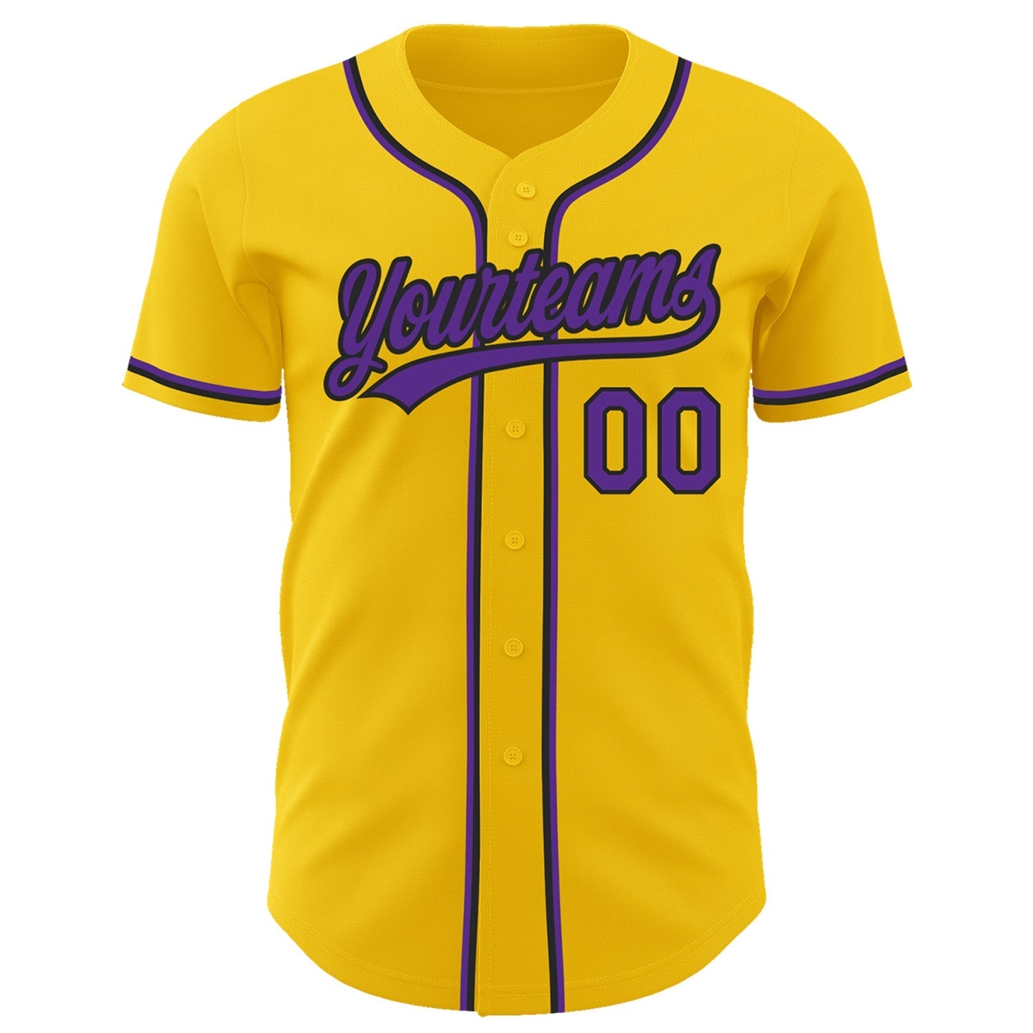 Custom Yellow Purple-Black Authentic Baseball Jersey baseball jersey product view 2