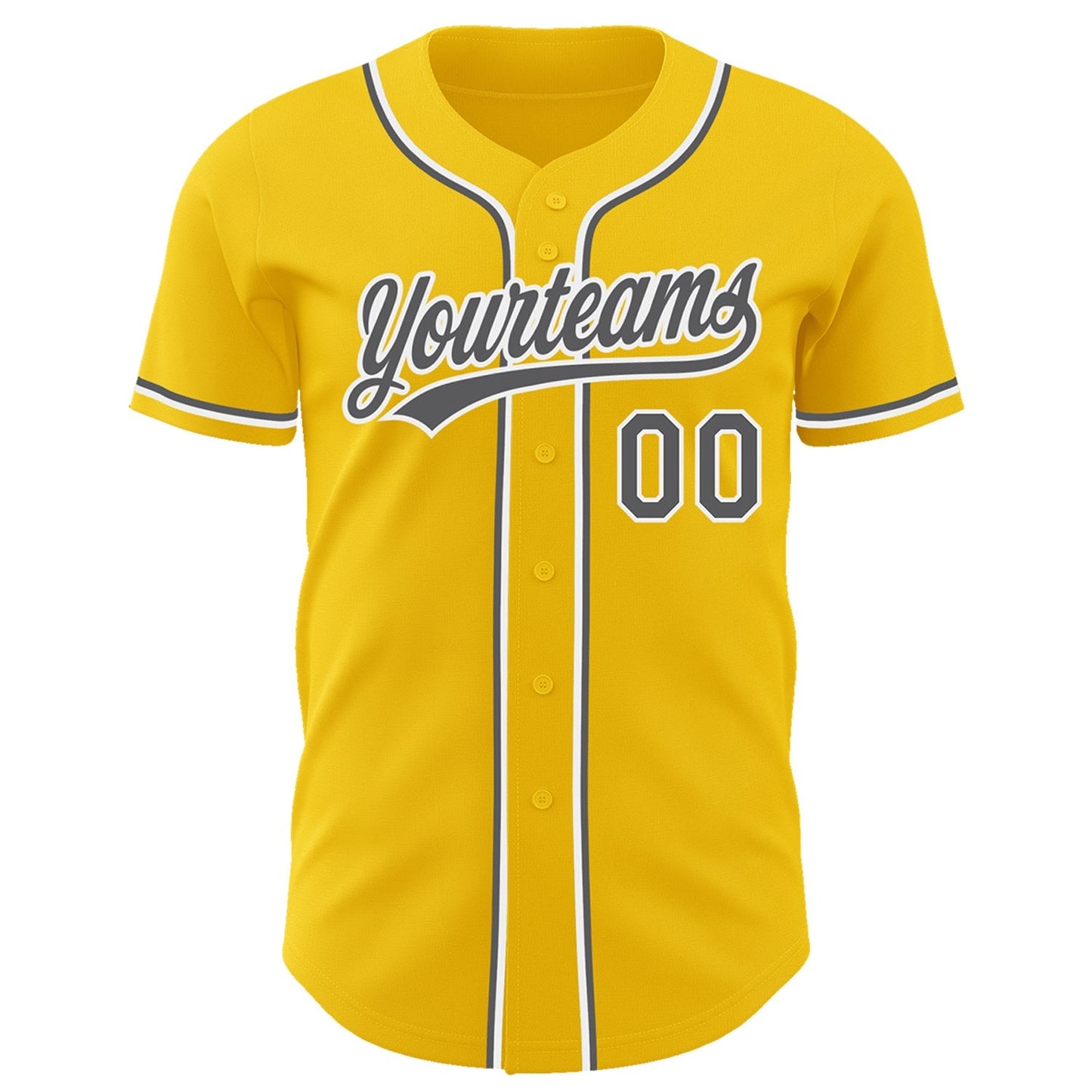 Custom Yellow Steel Gray-White Authentic Baseball Jersey baseball jersey product view 2