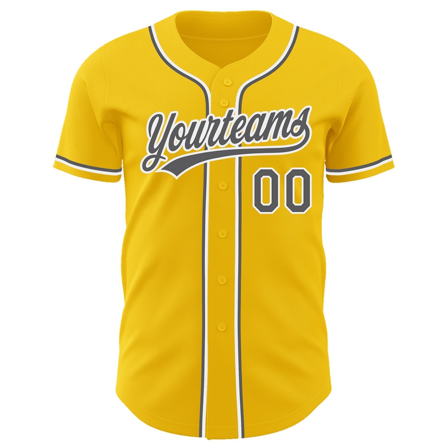Custom Yellow Steel Gray-White Authentic Baseball Jersey baseball jersey product view 2