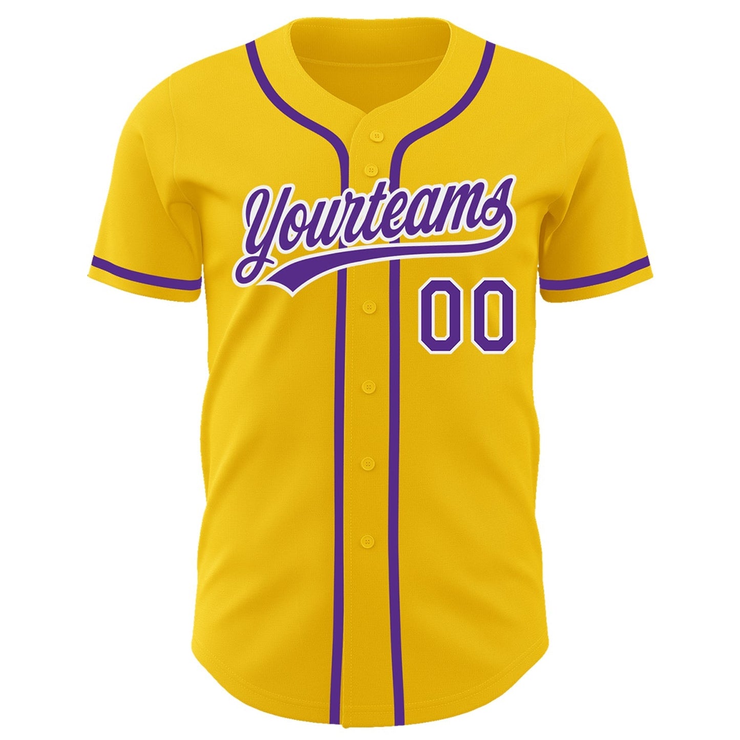 Custom Yellow Purple-White Authentic Baseball Jersey baseball jersey product view 2