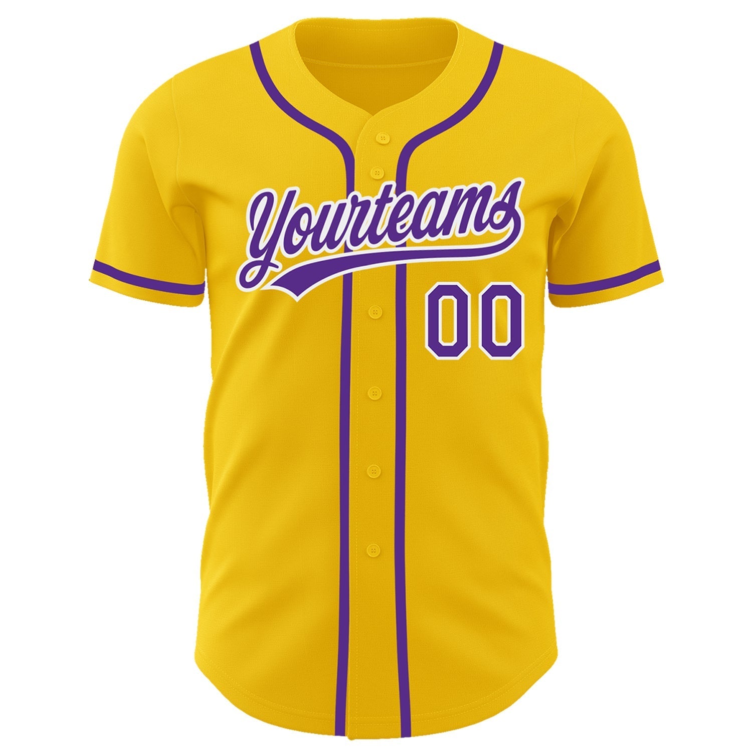 Custom Yellow Purple-White Authentic Baseball Jersey baseball jersey product view 2