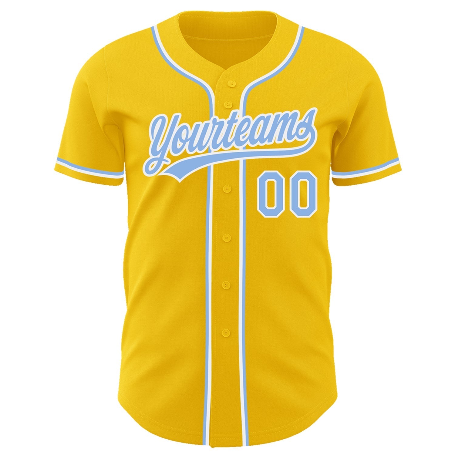 Custom Yellow Light Blue-White Authentic Baseball Jersey baseball jersey product view 2