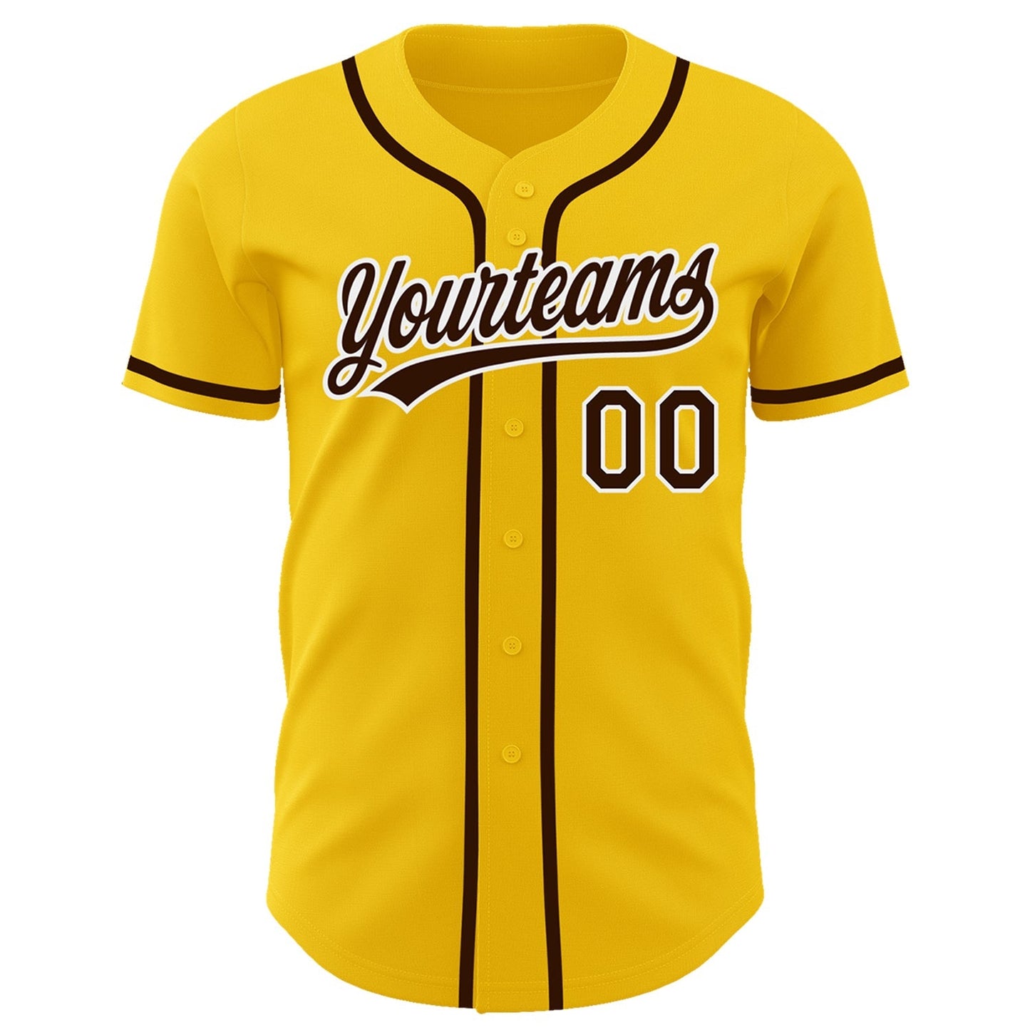 Custom Yellow Brown-White Authentic Baseball Jersey baseball jersey product view 2