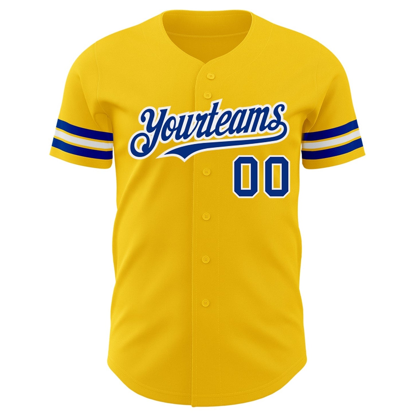Custom Yellow Royal-White Authentic Baseball Jersey baseball jersey product view 2