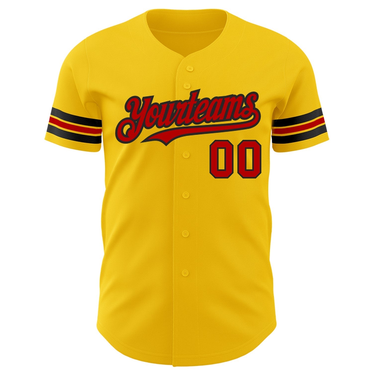 Custom Yellow Red-Black Authentic Baseball Jersey baseball jersey product view 2