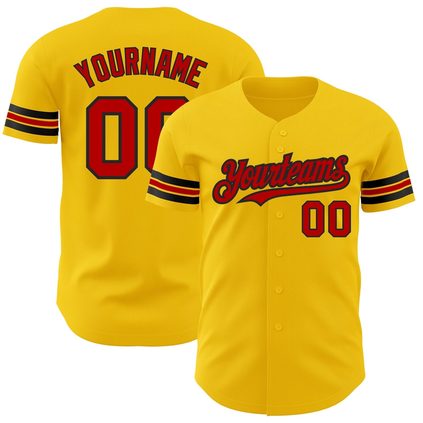 Custom Yellow Red-Black Authentic Baseball Jersey baseball jersey product view 1