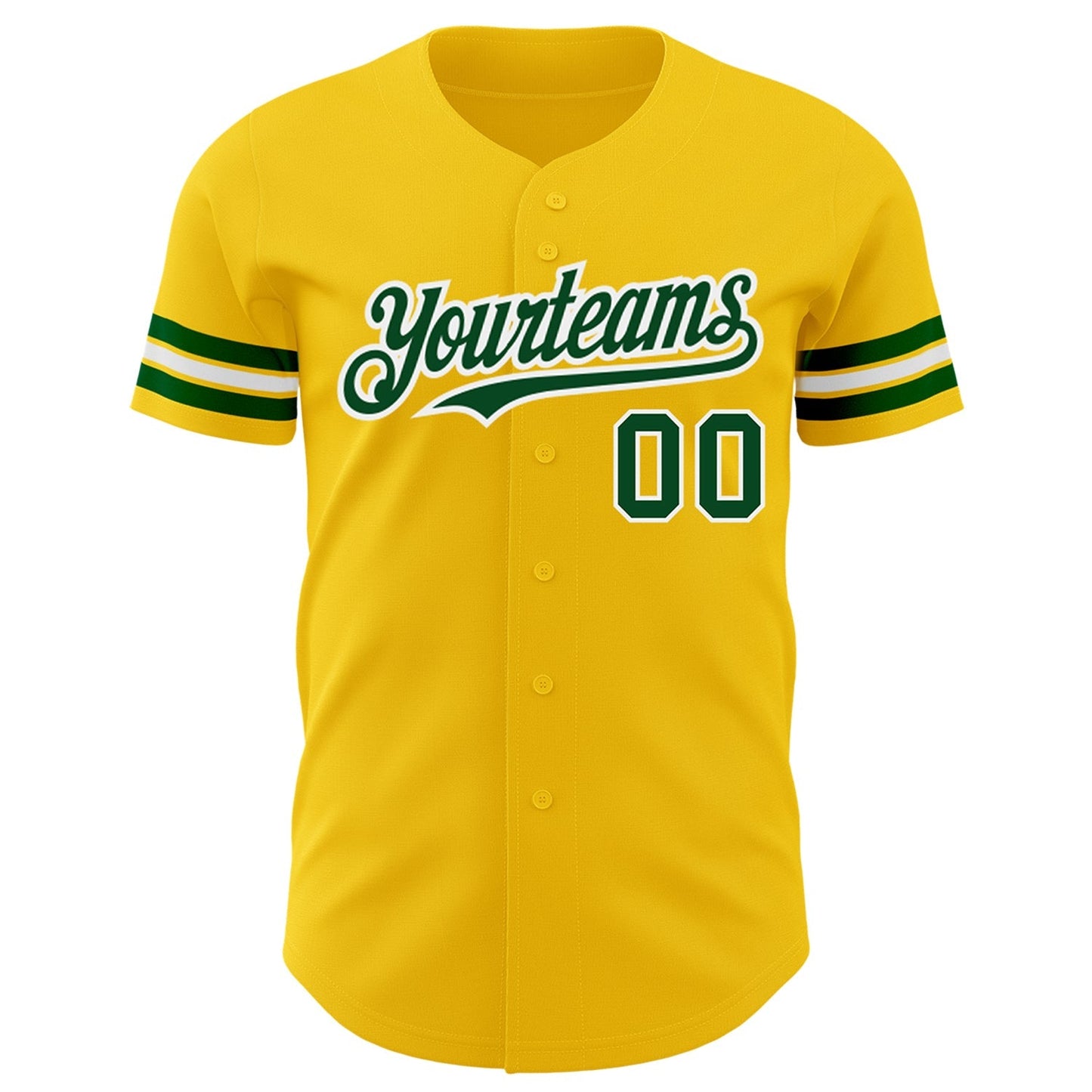 Custom Yellow Green-White Authentic Baseball Jersey baseball jersey product view 2