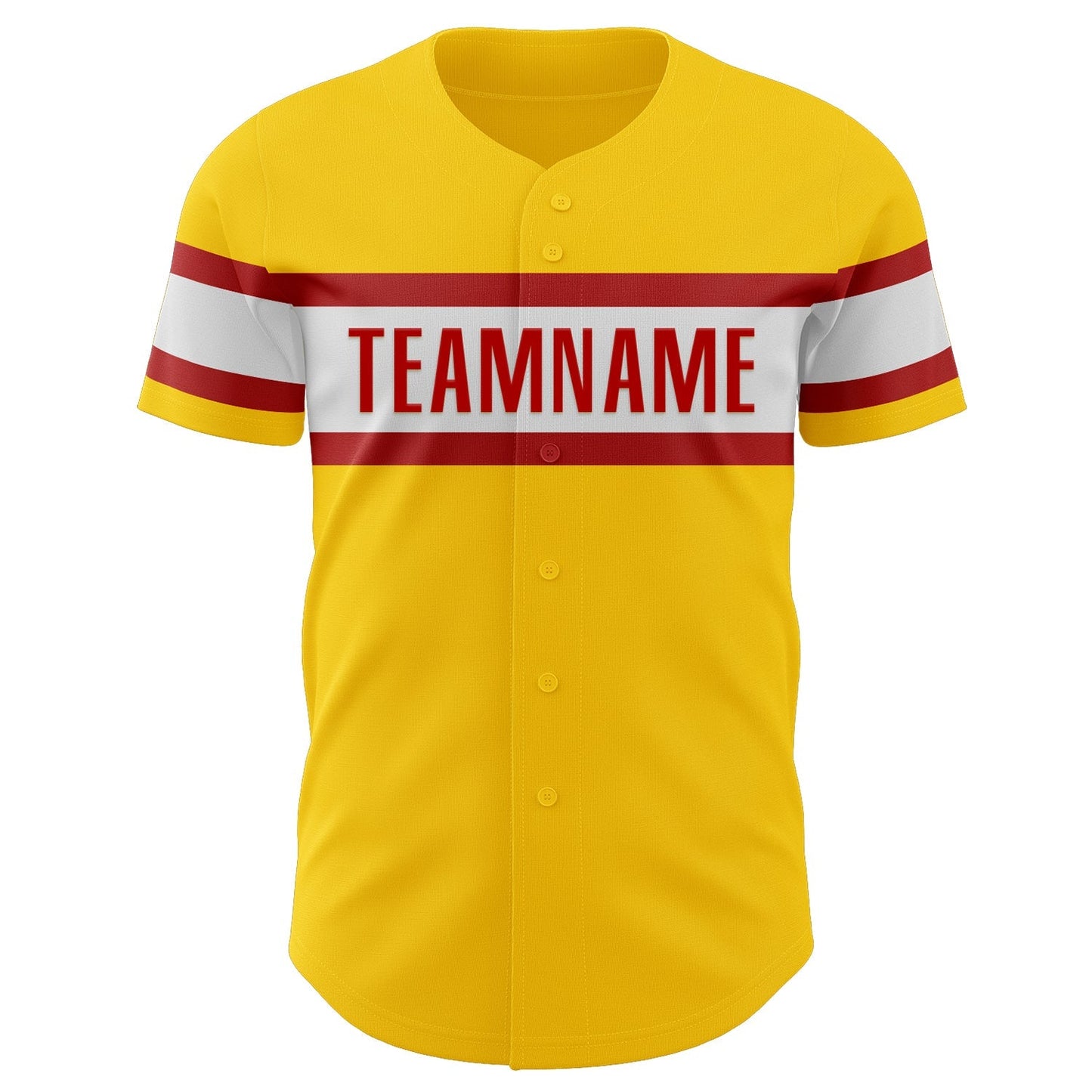 Custom Yellow Red-White Authentic Baseball Jersey baseball jersey product view 2