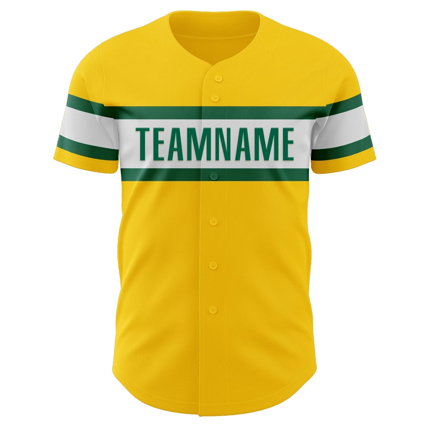 Custom Yellow Kelly Green-White Authentic Baseball Jersey baseball jersey product view 2