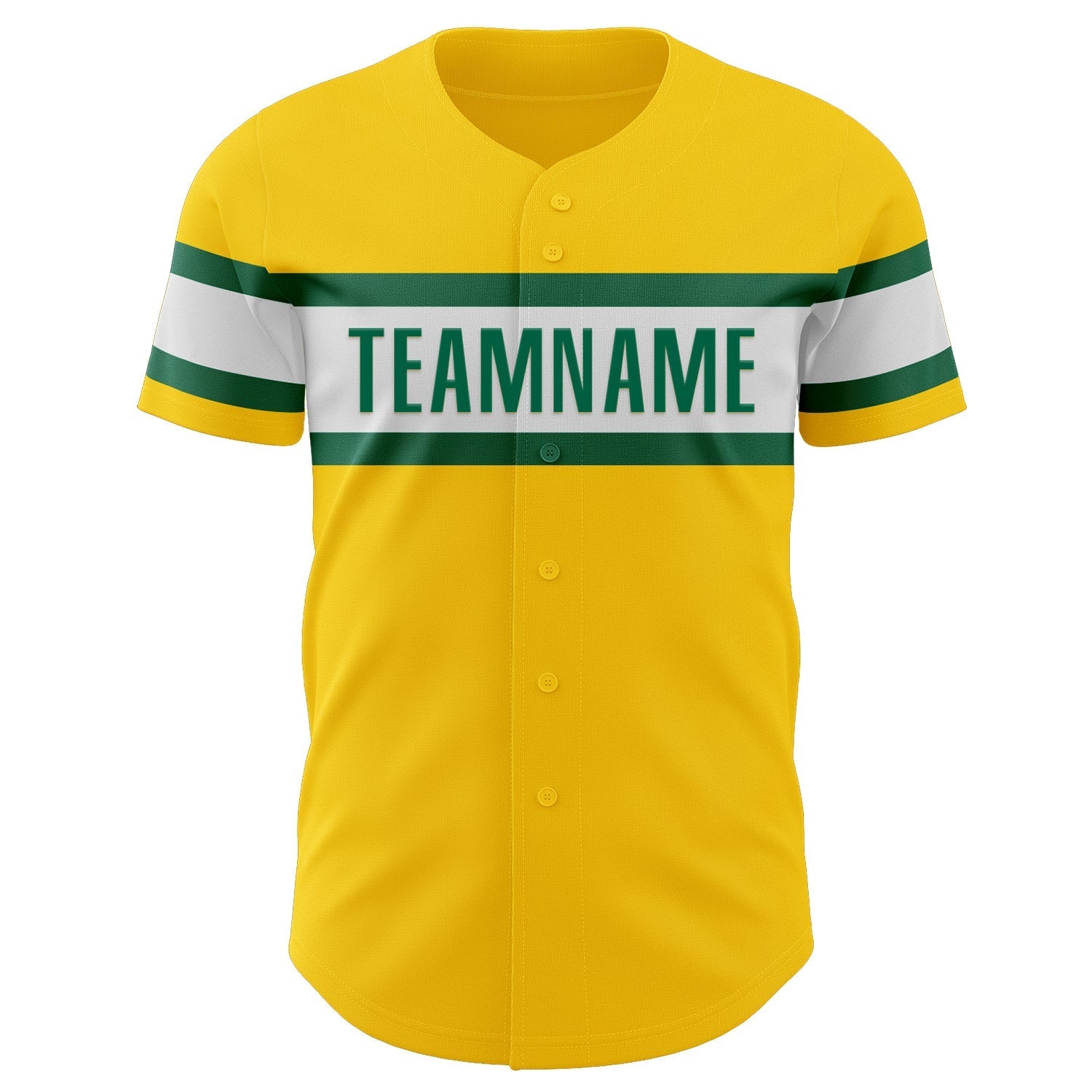 Custom Yellow Kelly Green-White Authentic Baseball Jersey baseball jersey product view 2