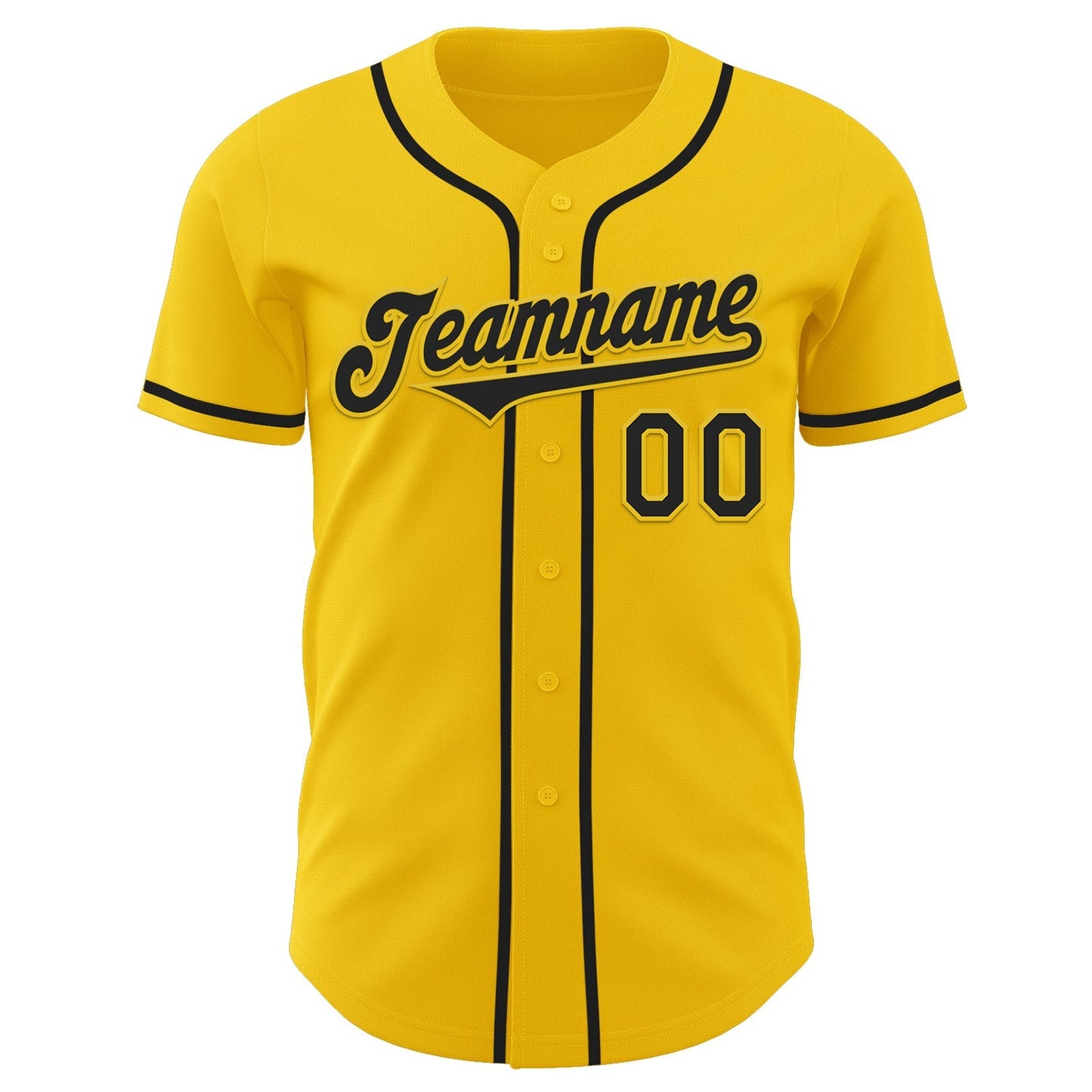 Custom Yellow Black Authentic Baseball Jersey baseball jersey product view 2