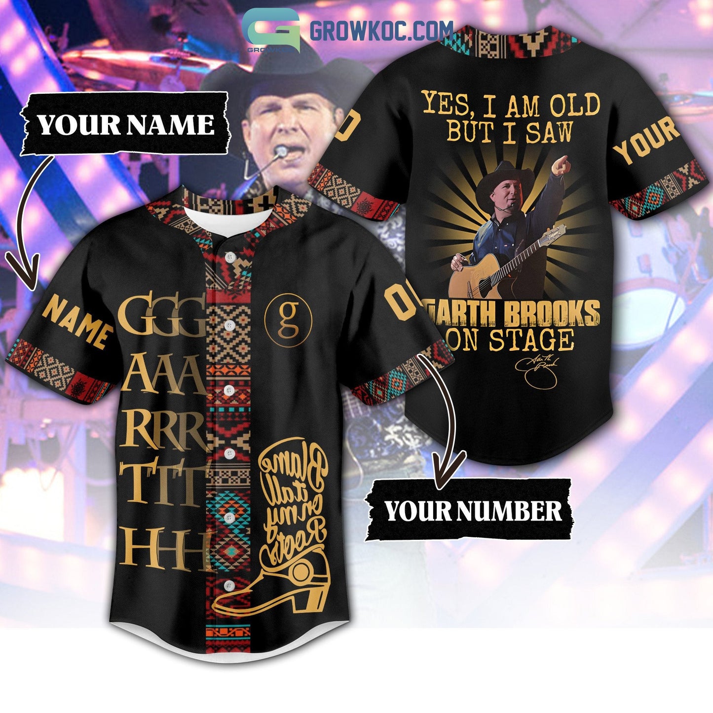 Yes I Am Old But I Saw Garth Brooks On Stage Personalized Baseball Jersey baseball jersey product view 1