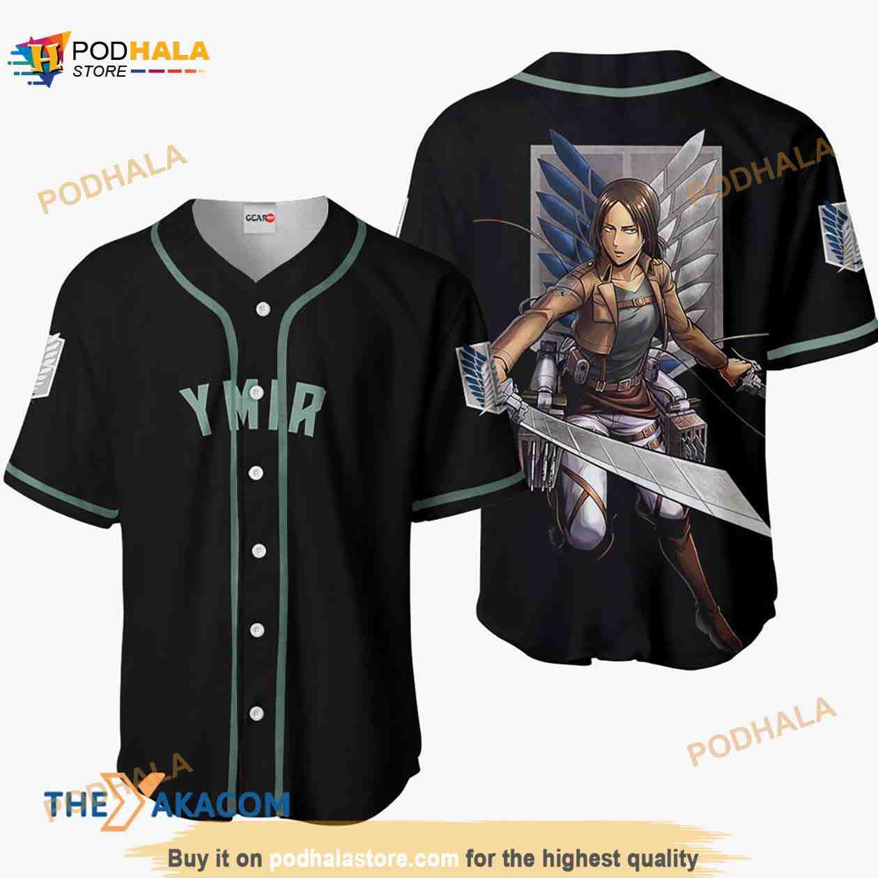 Ymir Attack On Titan Final Anime 3D Baseball Jersey Shirt baseball jersey product view 1
