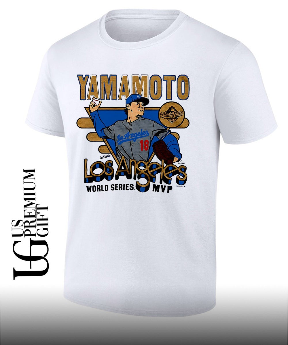 Yoshinobu Yamamoto Los Angeles Dodgers 2025 World Series MVP pitcher graphic 18 shirt Unisex T-shirt, Sweatshirt, Hoodie, Long Sleeve Tee - T-Shirt, Sweatshirt, Hoodie