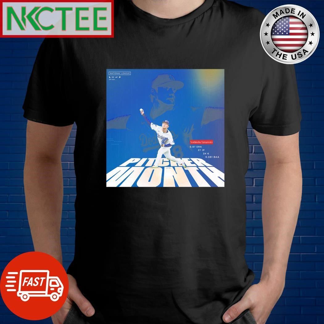 Yoshinobu Yamamoto National League Pitcher of the Month for September 2025 shirt Unisex T-shirt, Sweatshirt, Hoodie, Long Sleeve Tee - T-Shirt, Sweatshirt, Hoodie