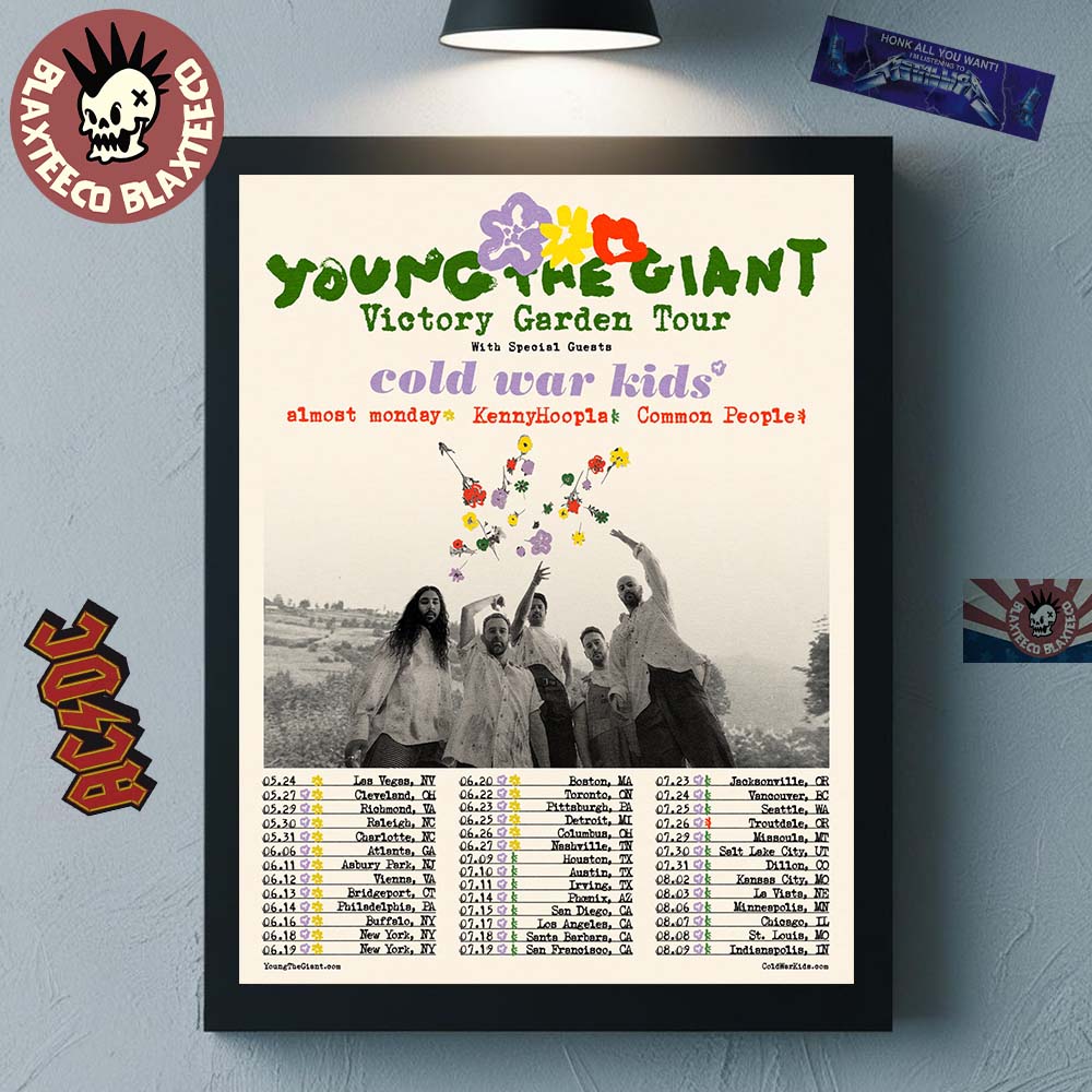 Young The Giant Victory Garden Tour 2026 North America Schedule Dates Poster Canvas Unisex T-shirt, Sweatshirt, Hoodie, Long Sleeve Tee - T-Shirt, Sweatshirt, Hoodie