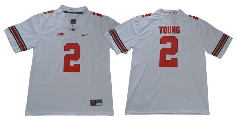 Young 2 White College Football Jersey football jersey product view 1