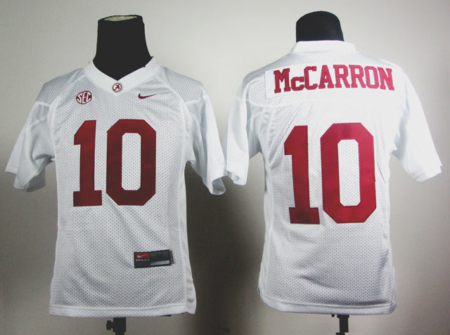 Youth AJ McCarron 10 White College Football Jersey football jersey product view 1