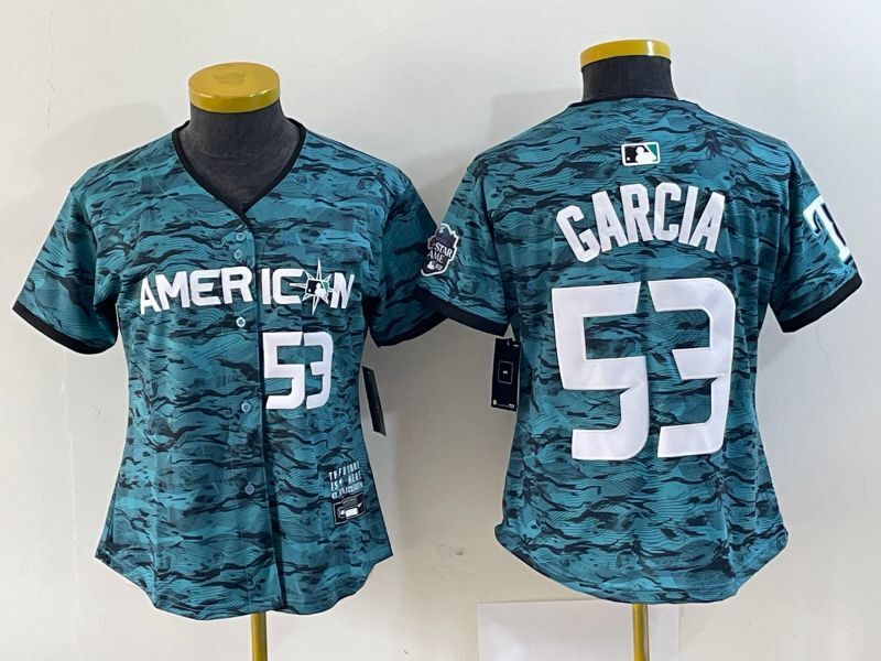 Youth American League #53 Adolis Garcia 2023 MLB All-Star Game Limited Player Jersey - Teal 2023 All-Star Women Youth baseball jersey product view 1