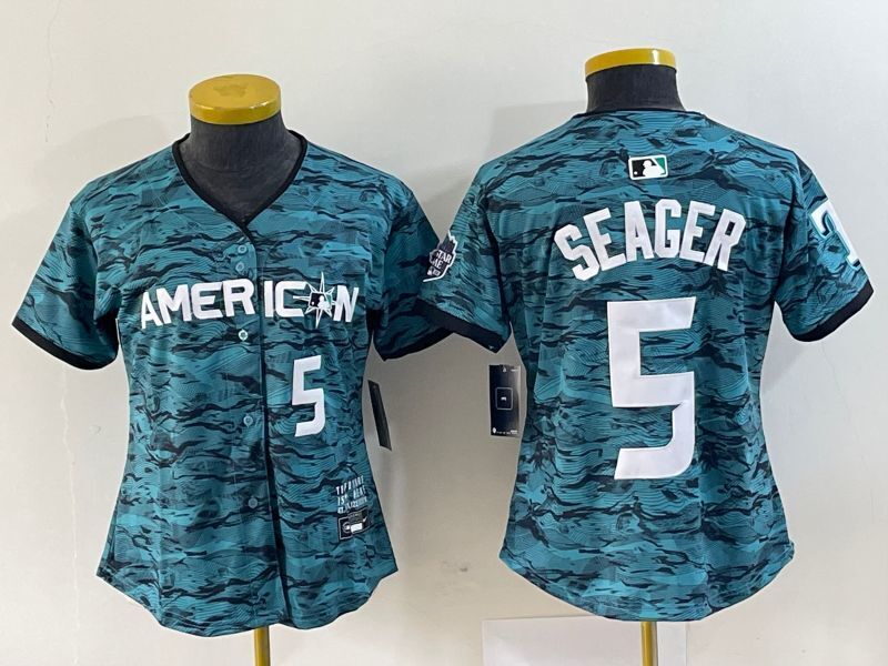 Youth American League #5 Corey Seager 2023 MLB All-Star Game Limited Player Jersey - Teal 2023 All-Star Women Youth baseball jersey product view 1