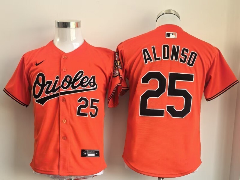 Youth Baltimore Orioles #25 Pete Alonso Youth Orioles Orange 25 Baseball Jersey baseball jersey product view 1