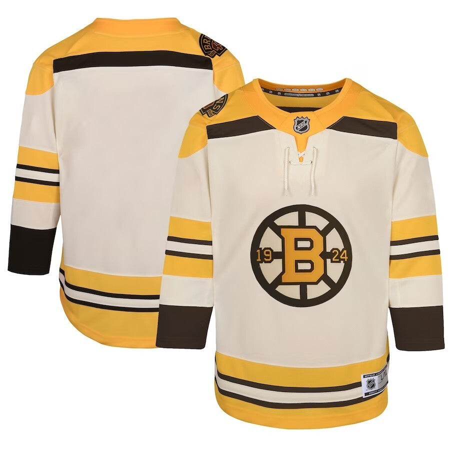 Youth Boston Bruins 100th Anniversary Premier Jersey - Cream Hockey Jersey hockey jersey product view 1