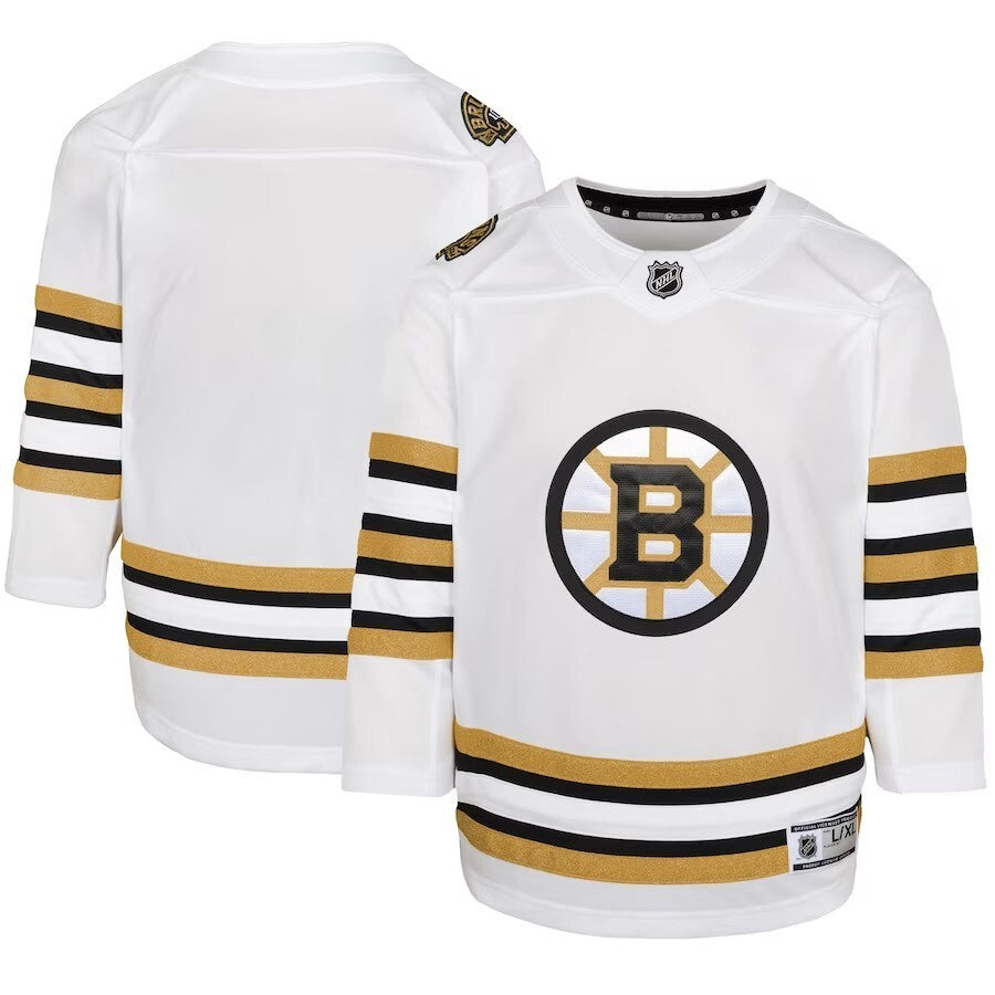 Youth Boston Bruins 100th Anniversary Premier Jersey - White Hockey Jersey hockey jersey product view 1