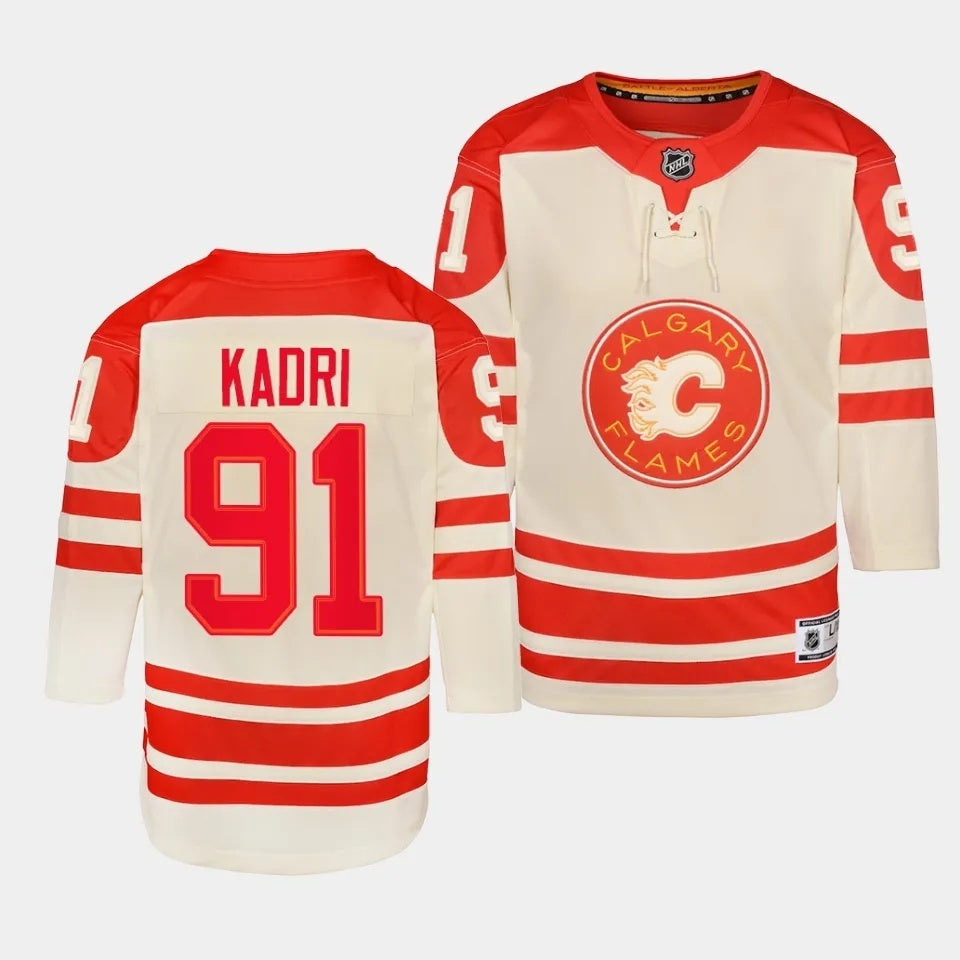 Youth Calgary Flames #91 Nazem Kadri 2023 NHL Heritage Classic Cream Authentic Jersey Hockey Jersey hockey jersey product view 1