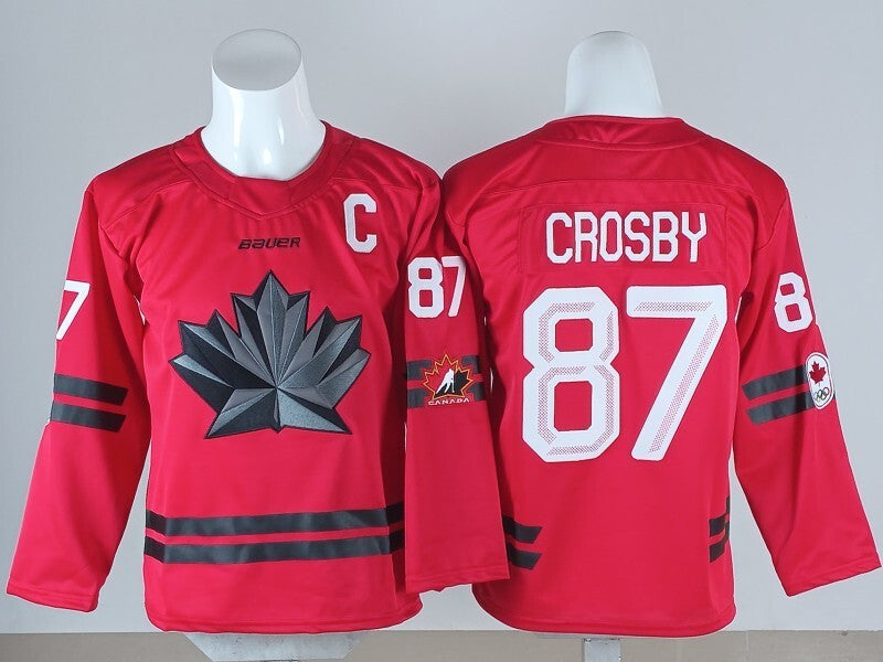Youth Canada Hockey #87 Sidney Crosby Canada 2026 Winter Olympics Youth Style 3 Hockey Jersey hockey jersey product view 1