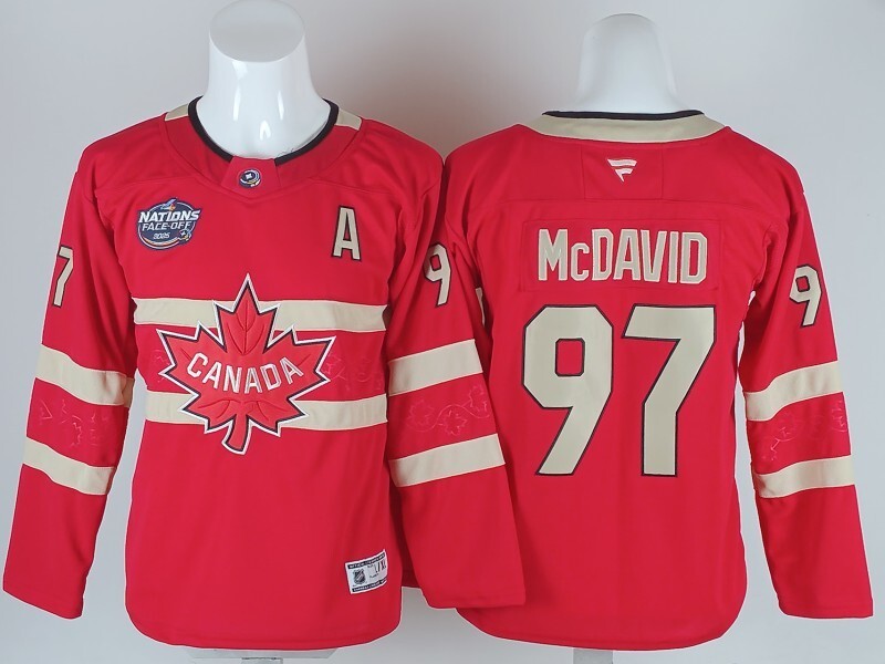 Youth Canada Hockey #97 Connor McDavid Canada 2026 Winter Olympics Youth Style 2 Hockey Jersey hockey jersey product view 1