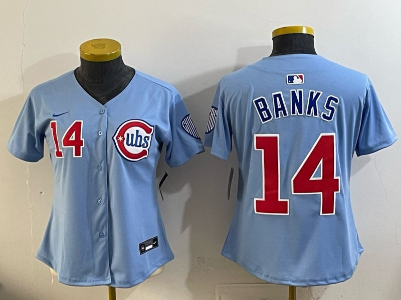 Youth Chicago Cubs #14 Ernie Banks Cubs Women Youth Baseball Jersey baseball jersey product view 1