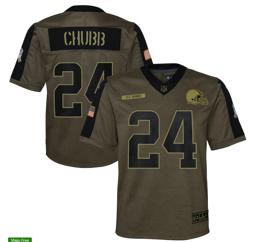 Youth Cleveland Browns #24 Nick Chubb 21 New Salute Football Jersey football jersey product view 1