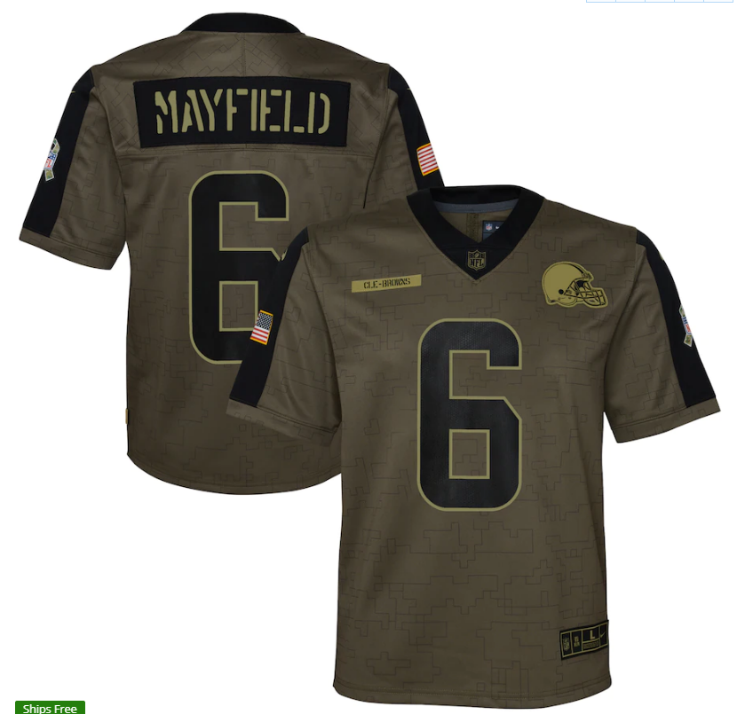 Youth Cleveland Browns #6 Baker Mayfield 21 New Salute Football Jersey football jersey product view 1