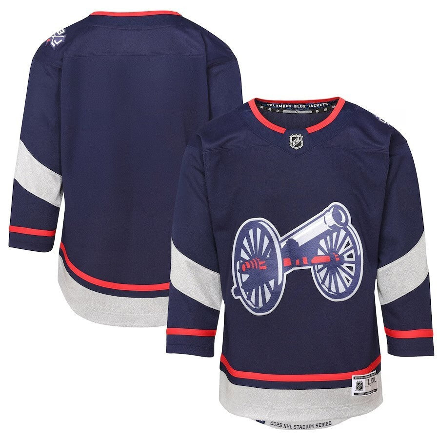 Youth Columbus Blue Jackets 2025 NHL Stadium Series Premier Jersey - Navy Hockey Jersey hockey jersey product view 1