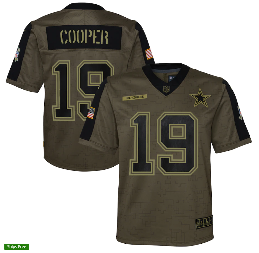 Youth Dallas Cowboys #19 Amari Cooper 21 New Salute Football Jersey football jersey product view 1