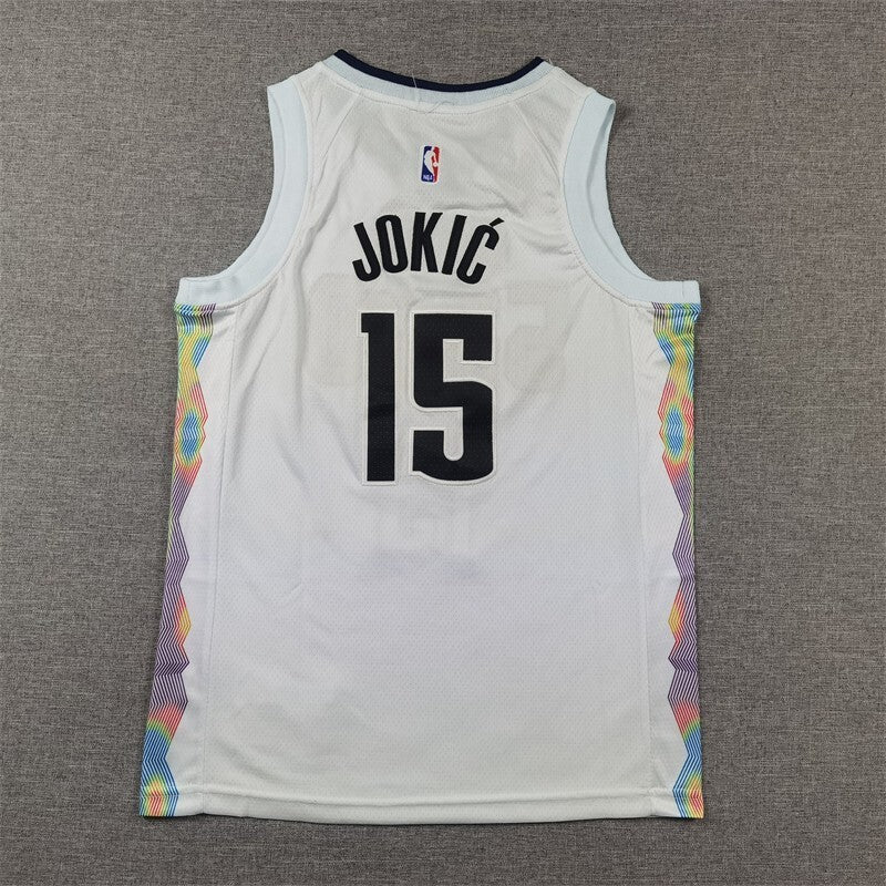 Youth Denver Nuggets #15 Nikola Jokic Youth 25 Nuggets 15 # Nikola - Jokic White City Edition Style 3 basketball jersey product view 1