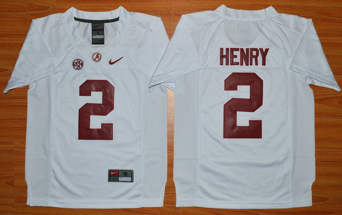 Youth Derrick Henry 2 white College Football Jersey football jersey product view 1