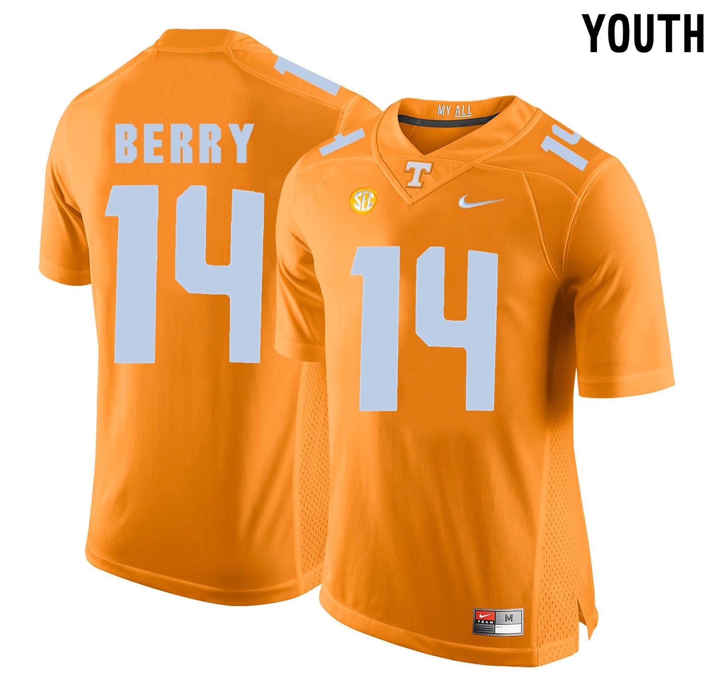 Youth Eric Berry 14 Orange College Football Jersey football jersey product view 1