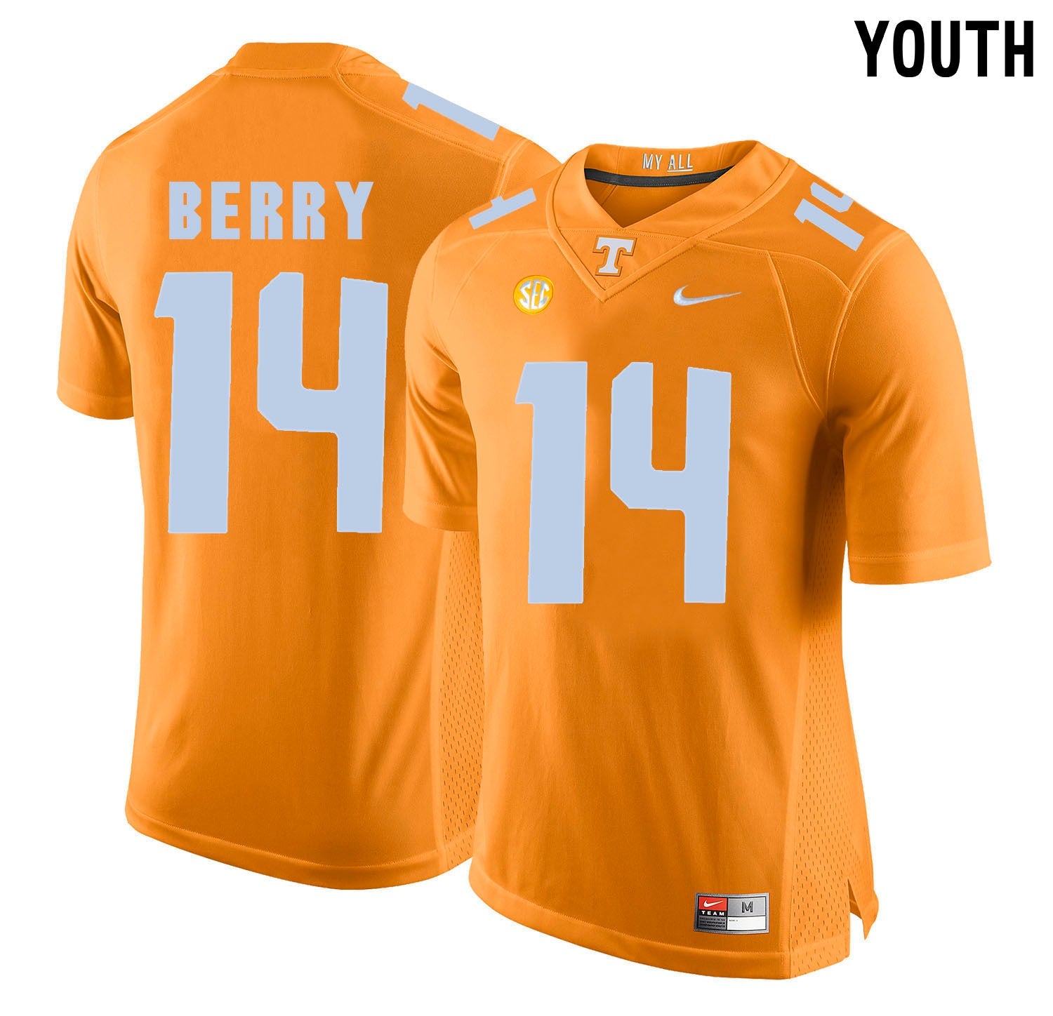 Youth Eric Berry 14 Orange College Football Jersey football jersey product view 1