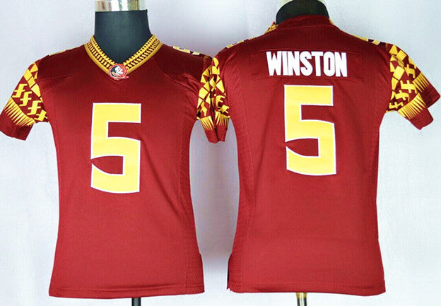 Youth Florida State Seminoles Jameis Winston 5 College Football Jersey - Red football jersey product view 1