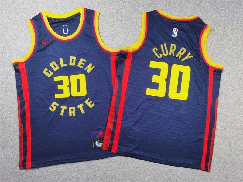 Youth Golden State Warriors #30 Stephen Curry Youth 25 Warriors 30 # Curry Navy City Edition Style 1 basketball jersey product view 1