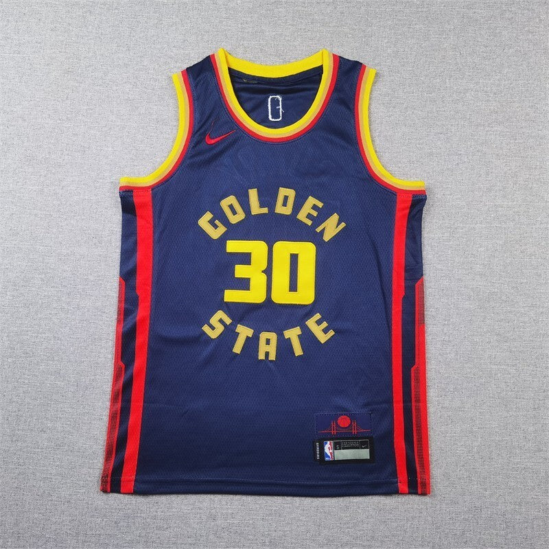 Youth Golden State Warriors #30 Stephen Curry Youth 25 Warriors 30 # Curry Navy City Edition Style 2 basketball jersey product view 1